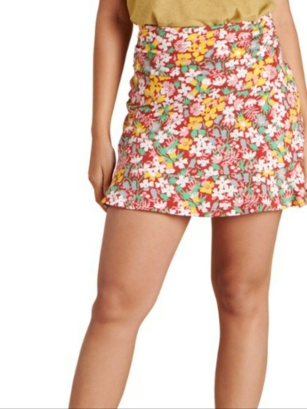 NWT Toad&Co Red Floral A-Line Mini Skirt Size Large Summer Granola Flirty Girly